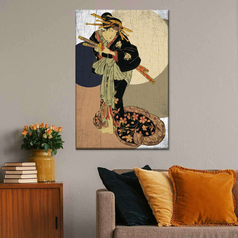 Femme Samurai Warrior sur toile, H 30 po x l 20 po x P 1,25 po