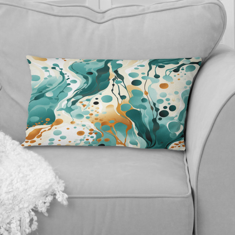 Emerald and Cream Ink Splash - Coussin décoratif imprimé abstrait