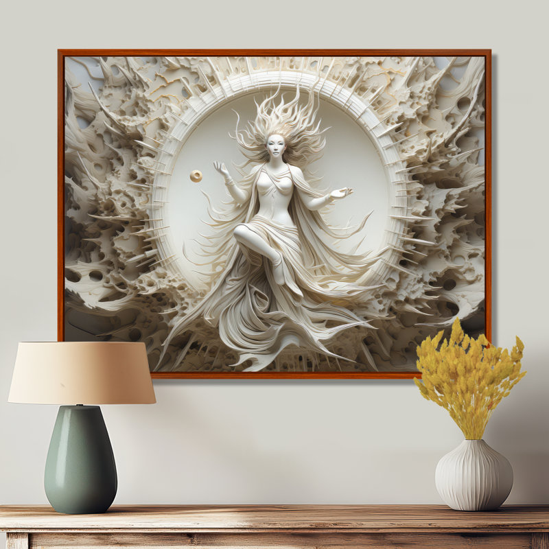 «Indian Mokshas Ethereal Eggshell I», reproduction sur toile, H 12 po x l 20 po, Cadre photo noir