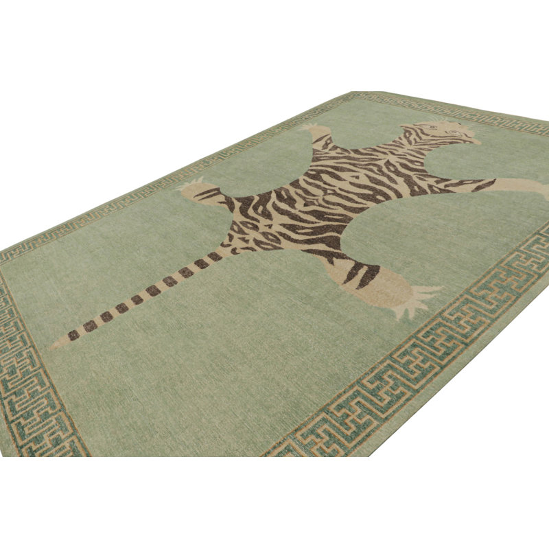 Distressed Homage Hand Knotted Wool Animal Print Area Rug, Rectangle 12' x 15'