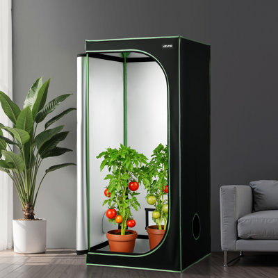 Indoor Grow Tent, 80 x 80 x 180 cm, 600D High Reflective Mylar, Indoor Plant Tent with Observation Window, Floor Tray & Zipper, Heavy Duty Growing Tents for Fruit Flower Veggie