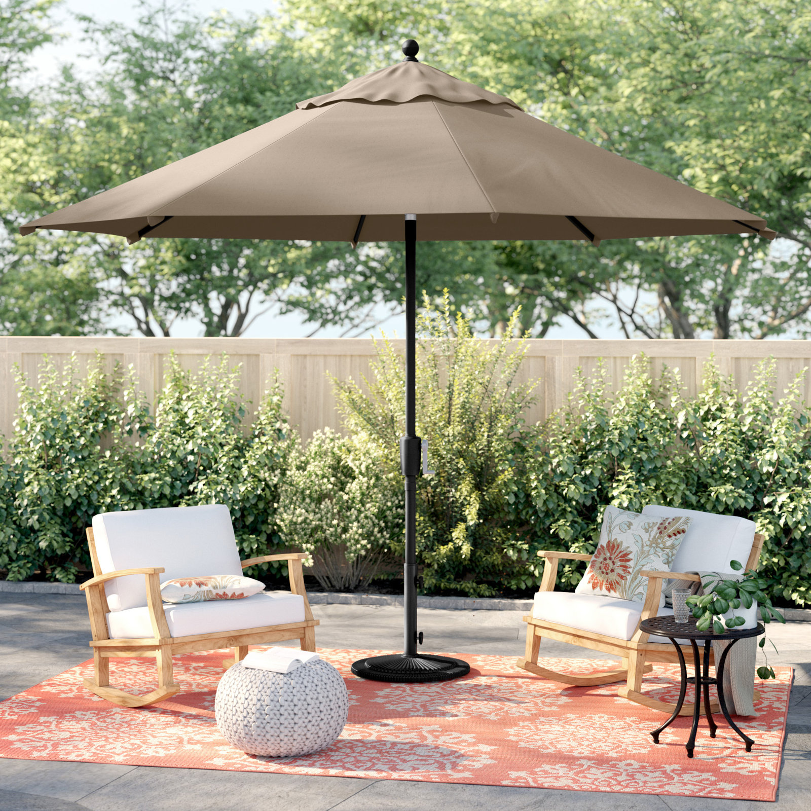 Launceston 132'' Outdoor Umbrella, Taupe Canvas, Canvas Black Sunbrella® Canvas