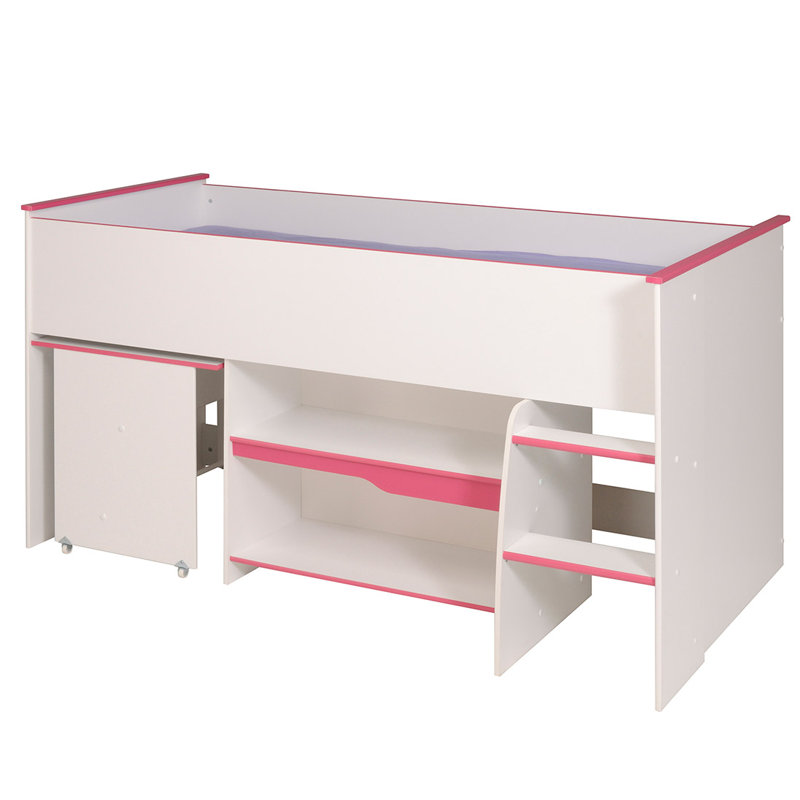 Lit mezzanine simple avec matelas Parisot, Framboise