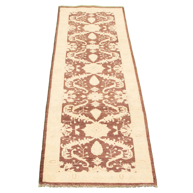 Tapis de couloir en laine noué à la main de conception unique noué à la main New Age 2 pi 8 po x 9 pi 8 po Tapis décoratif beige