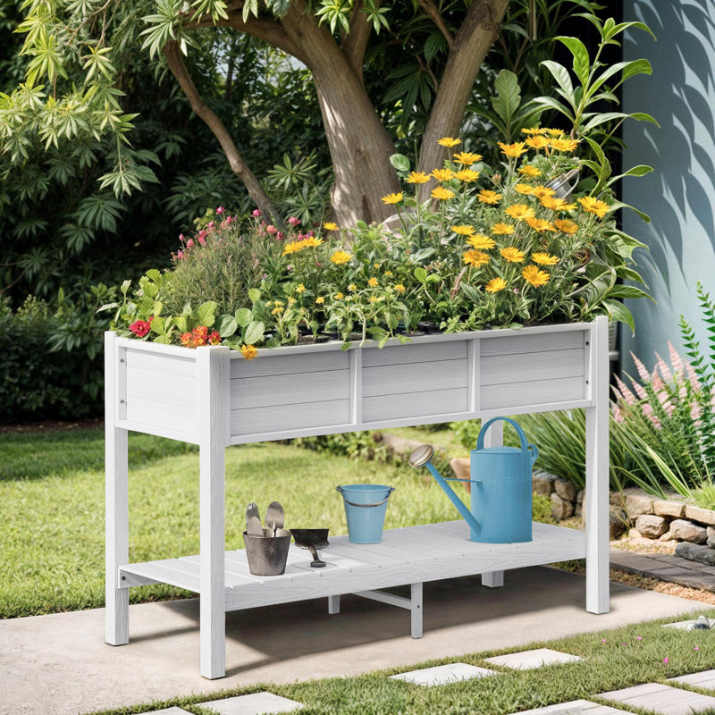 Lathan Elevated Planter, White