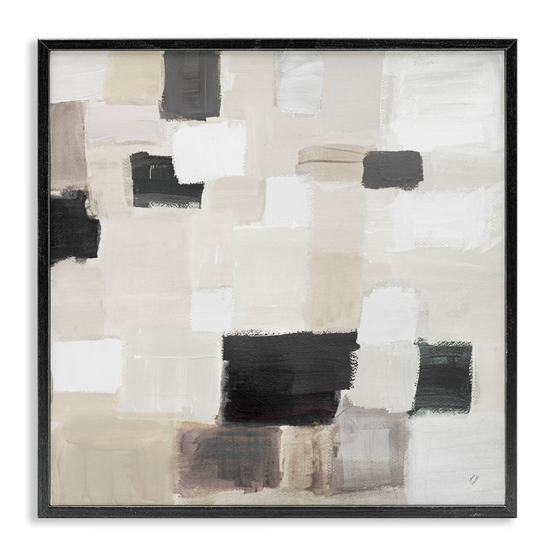 Natural Square Patchwork Framed Giclee Art by Lanie Loreth, 12" H x 12" W, Midnight Black Framed Giclee