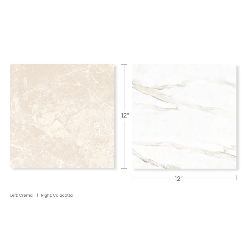 Ravenna Checkerboard 12X12 Wall and Floor Tile, White/Beige