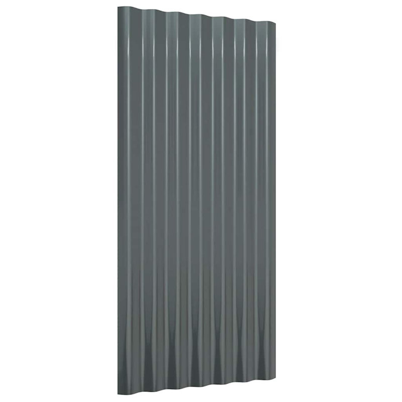 Ensemble de 12 panneaux de toiture ondulés en acier galvanisé anthracite 31,5 po x 14,2 po, style contemporain, Anthracite