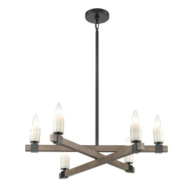 Stone Manor 27'' Wide 6-Light Chandelier - Matte Black