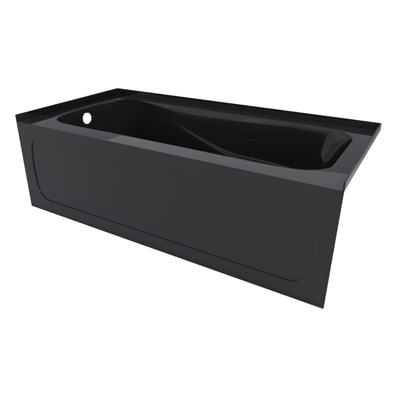 66'' x 32'' Alcove / Tile In Soaking Acrylic Bathtub, Left, Black