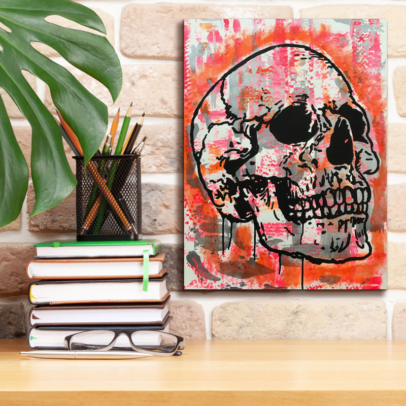 «Orange Skull» par Dean Russo Studios, art mural sur toile, H 16 po x l 12 po x P 0,75 po