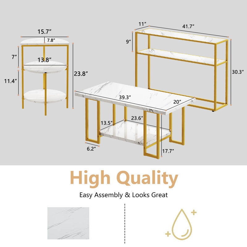Ensemble de 3 tables basses, Blanc