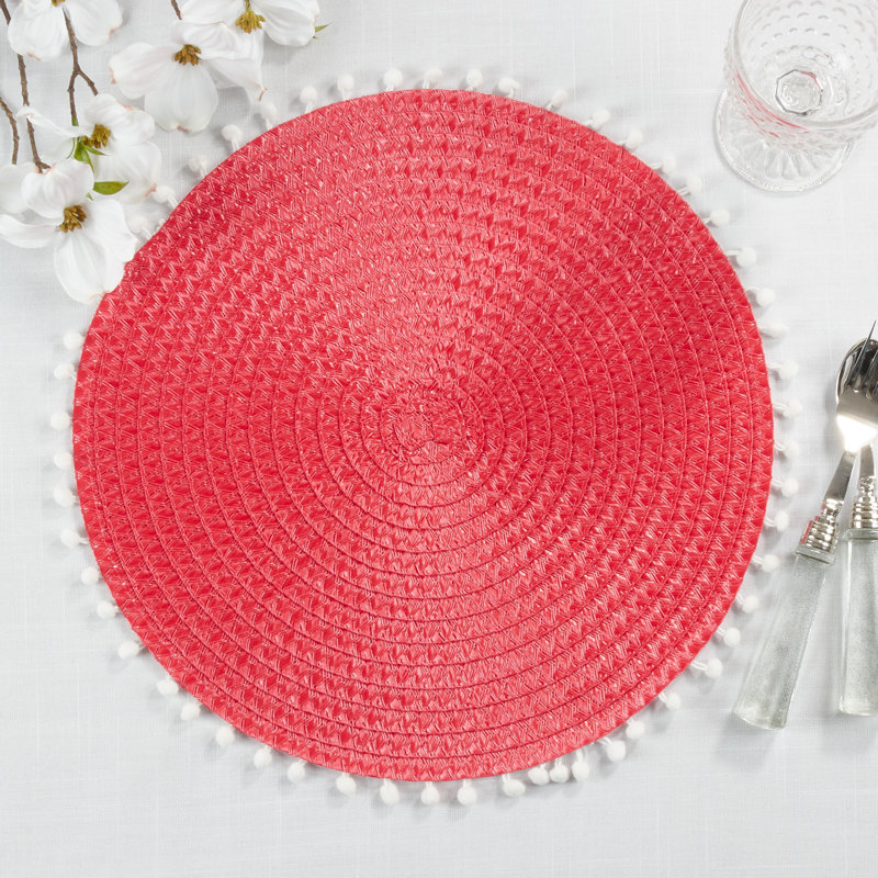 Harding Brielle Pom Pom 15" Placemat, Red