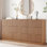 Commode cannelée à 9 tiroirs de 63 po de largeur pour chambre à coucher, commode moderne avec poignée en métal, brun