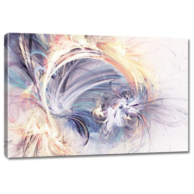 Canvas Wall Art Abstract Blue Purple And Orange Fantasy Colorful Graffiti On White Background Art Painting Prints Modern Artwork Decor For Living Room