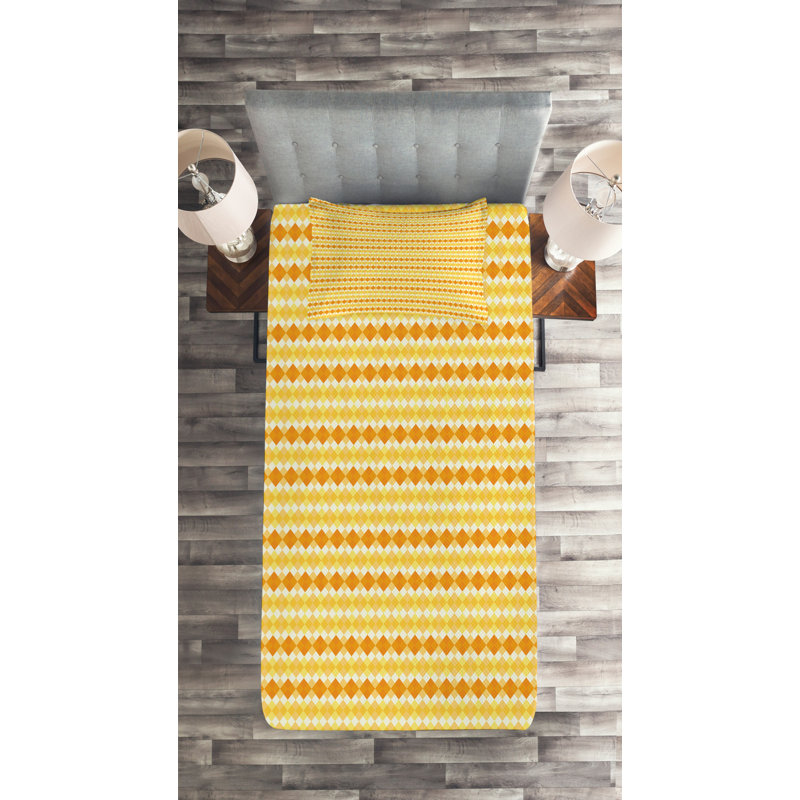 Eclectic Polyester Geometric Shapes Coverlet, Twin Bedspread + 1 Sham, Floral