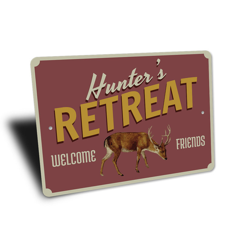 Enseigne en aluminium Hunter's Retreat, H 14 po x l 10 po x P 0,04 po