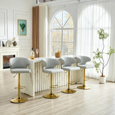 Ensemble de 4 chaises de bar modernes rotatives et réglables, dossier pivotant, convenant au comptoir de la cuisine et à la salle à manger