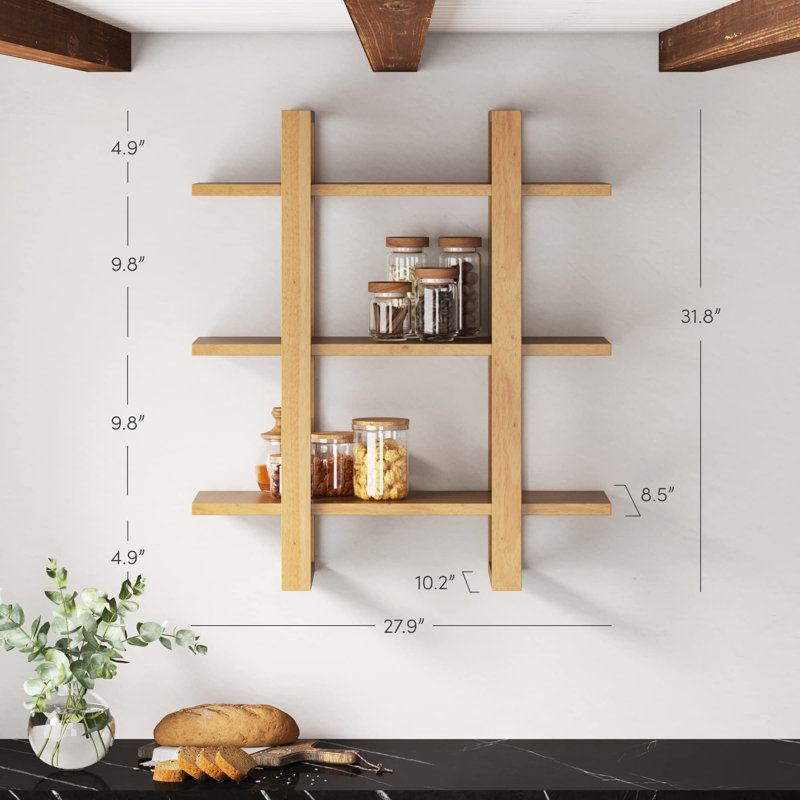 Ermonela 3 Piece Accent Shelf, Natural Brown