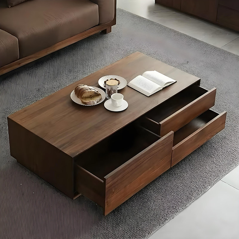 Table basse moderne simple en noyer noir