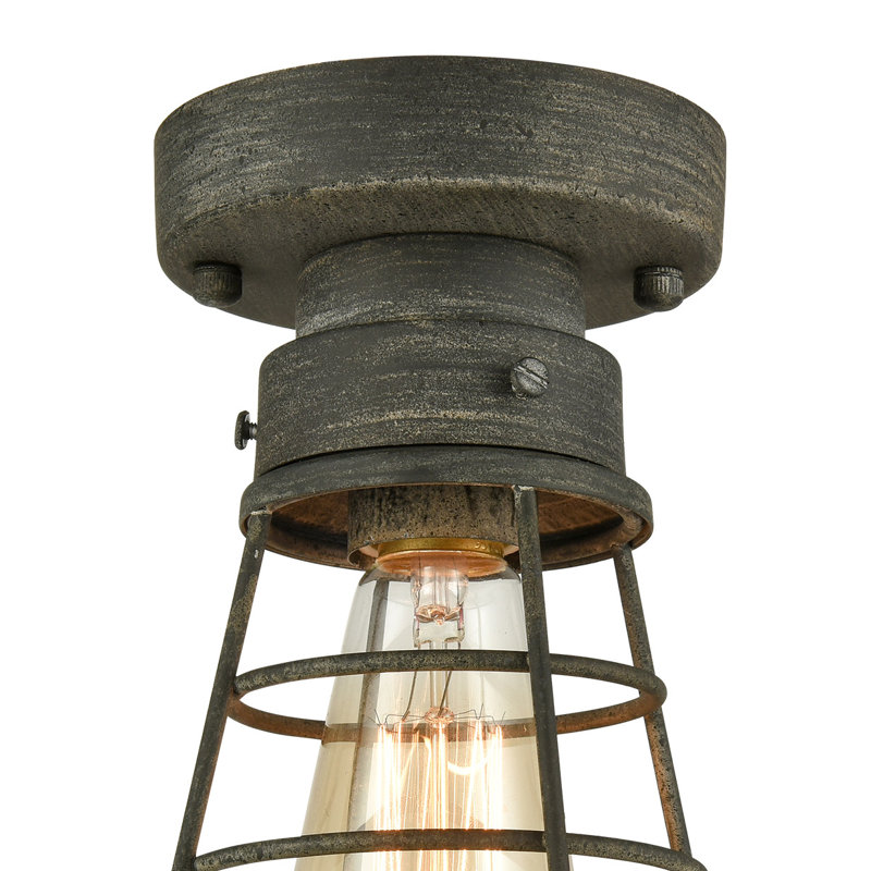 Modern Mini Cage Ceiling Lights Flush Mount with Solid Metal, Black