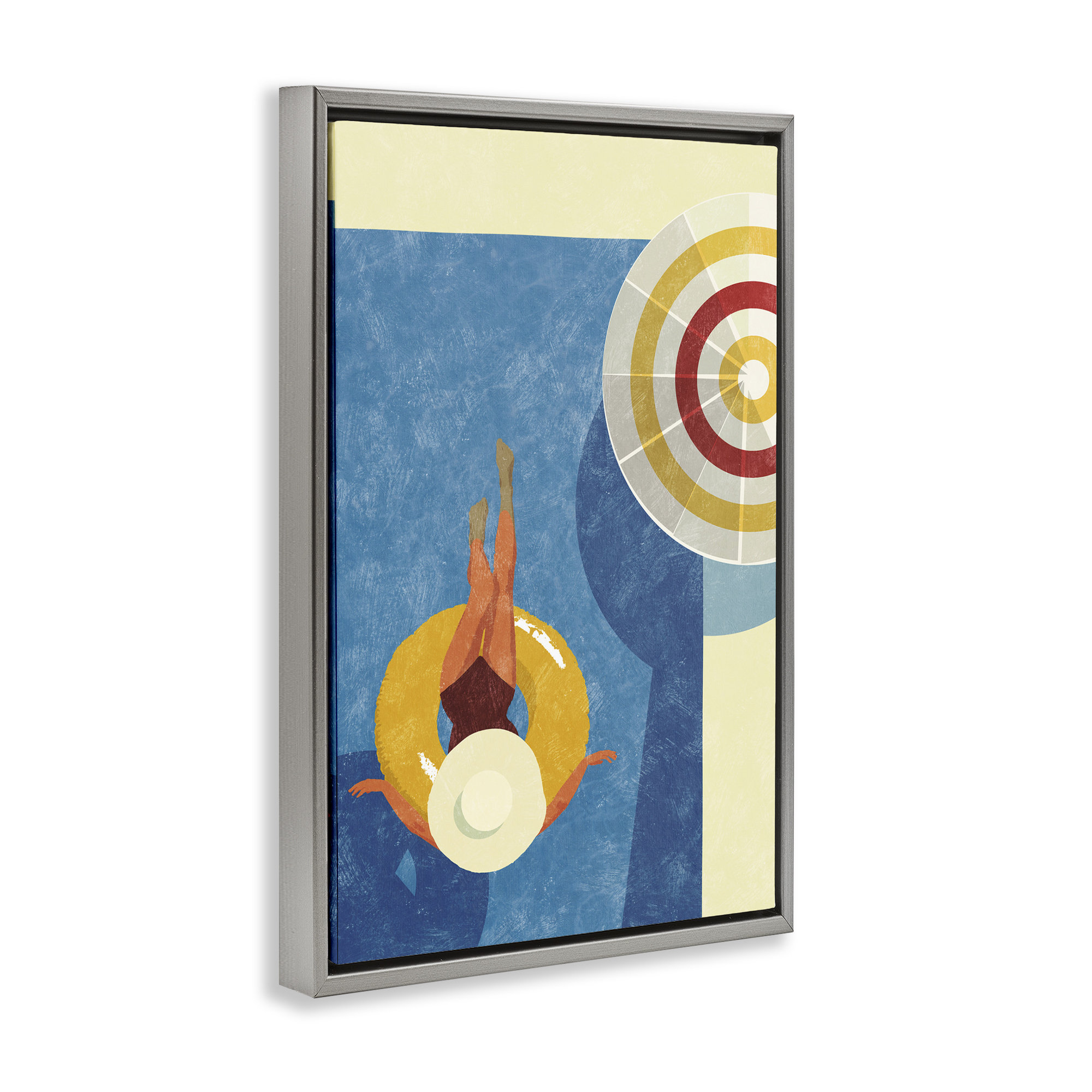 Highland Dunes Relaxing on Pool Float Framed Floater Canvas by Victoria ...