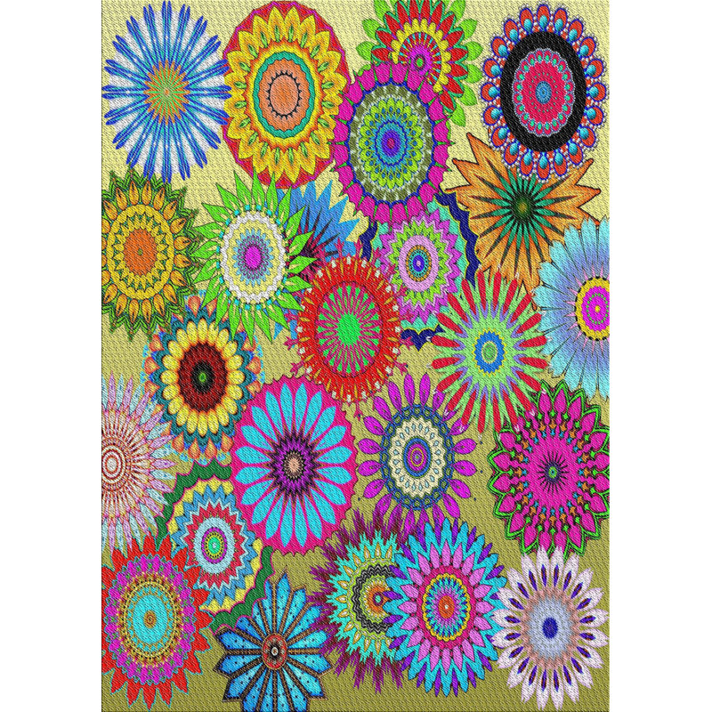 Tapis jaune/bleu/rouge tissé à la machine, Tapis de couloir 2 pi x 5 pi