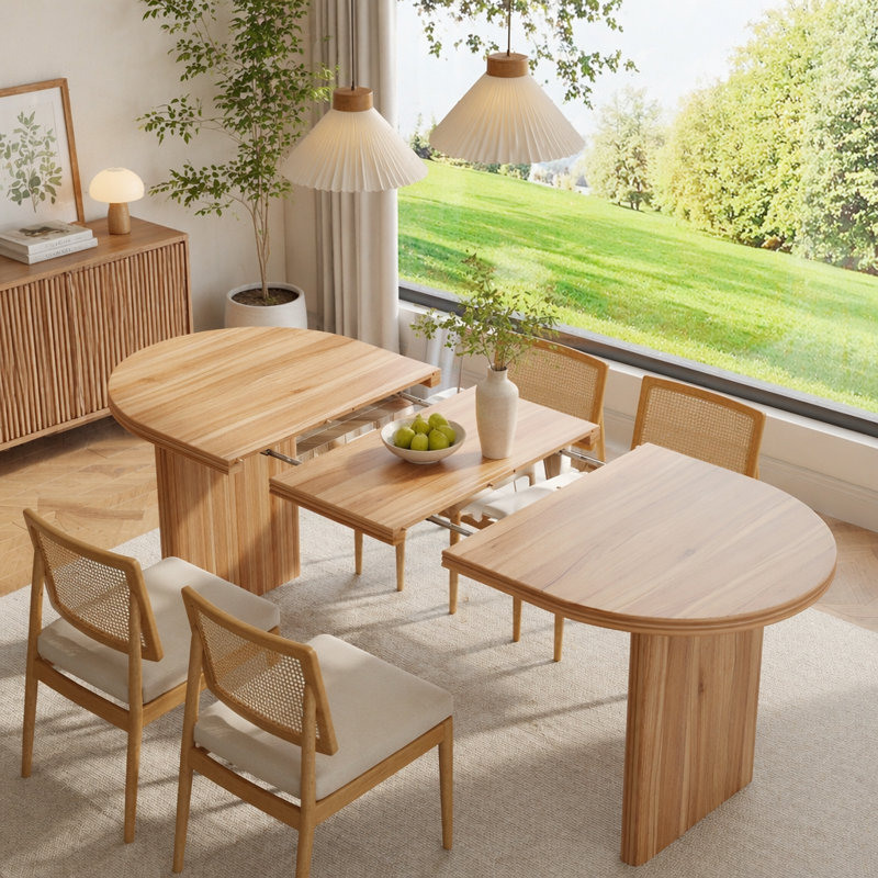 55.12"-70.87" Extendable Dining Table with removable extension leaves