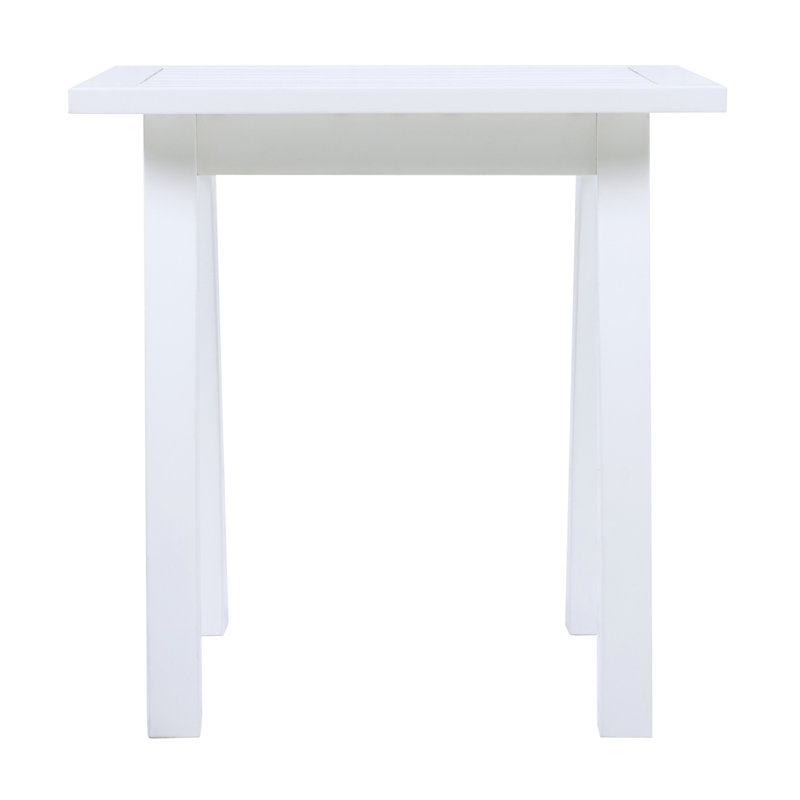Table de bout en bois d'acacia Coastal pour terrasses et terrasses d'extérieur, Blanc