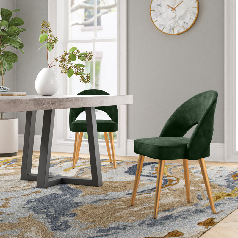 Chaise d'appoint rembourrée en velours Ambry, Velours vert malachite
