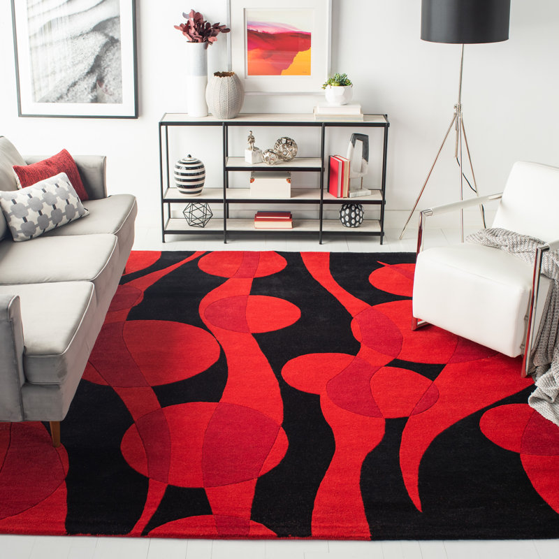 Amier Hand Tufted Wool Abstract Rug, Rectangle 2' x 3'