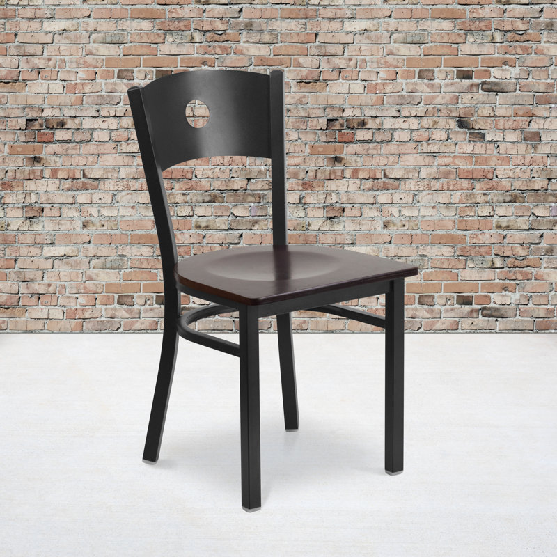 Merlina Circle Back Metal Restaurant Chair, Walnut