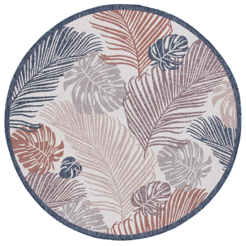 Hutter Performance Floral Indoor/Outdoor Area Rug, Round 6'7"