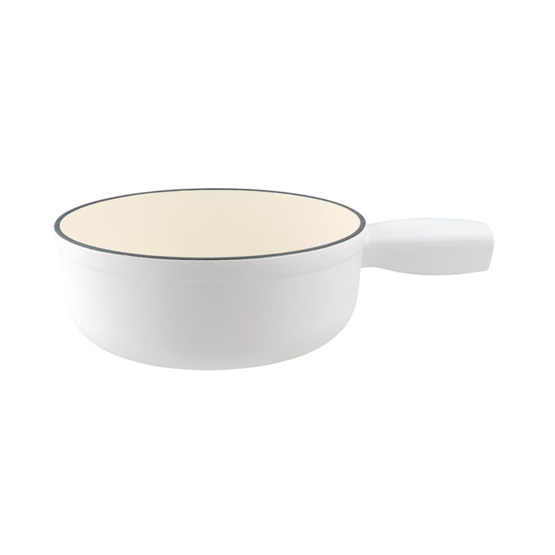 Swissmar Lugano Cast Iron Cheese Cheese Fondue Pot Matte White, Matte White