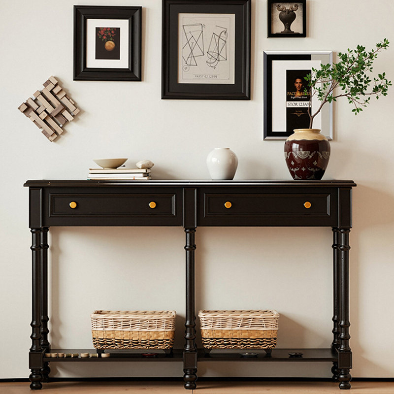 Console américaine de style rétro noir, H 33,5 po x l 47,2 po x P 15,7 po