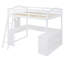 Lit mezzanine double en bois avec bureau en U