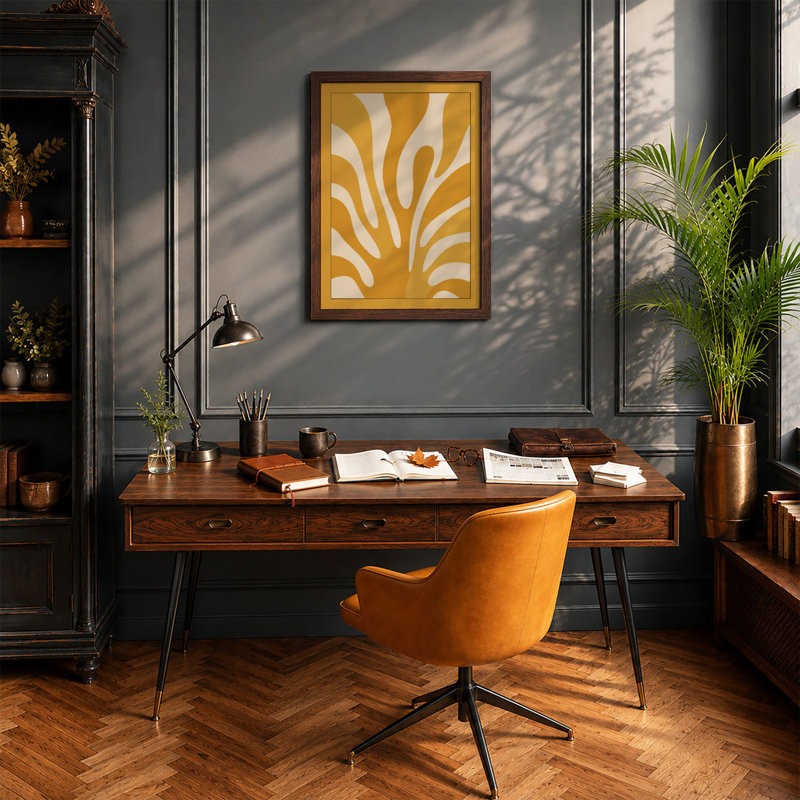 Golden Sunburst Art Deco - Print, A2 - 59.4 x 42.0 cm, Walnut