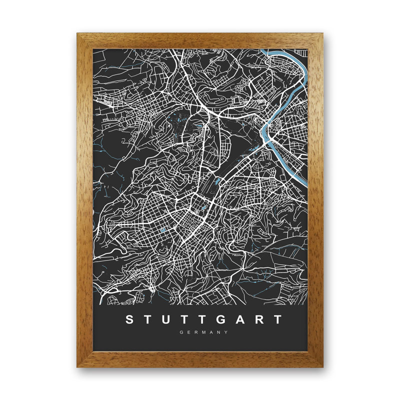 Stuttgart - Print, 34cm H x 25cm W x 3cm D, Brown Paper