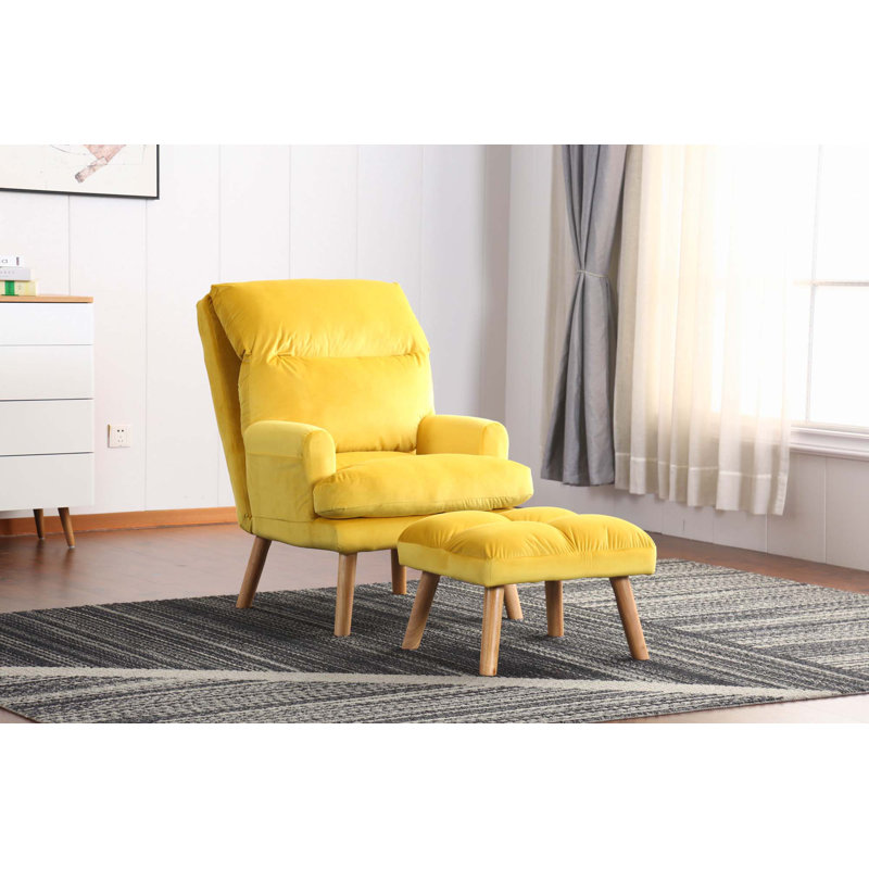 Fauteuil clic-clac avec repose-pieds 1pc, Tissu jaune, Noir