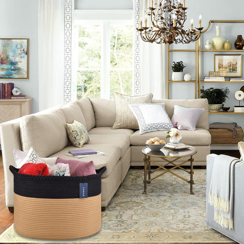 Laundry Basket, Black/Camel