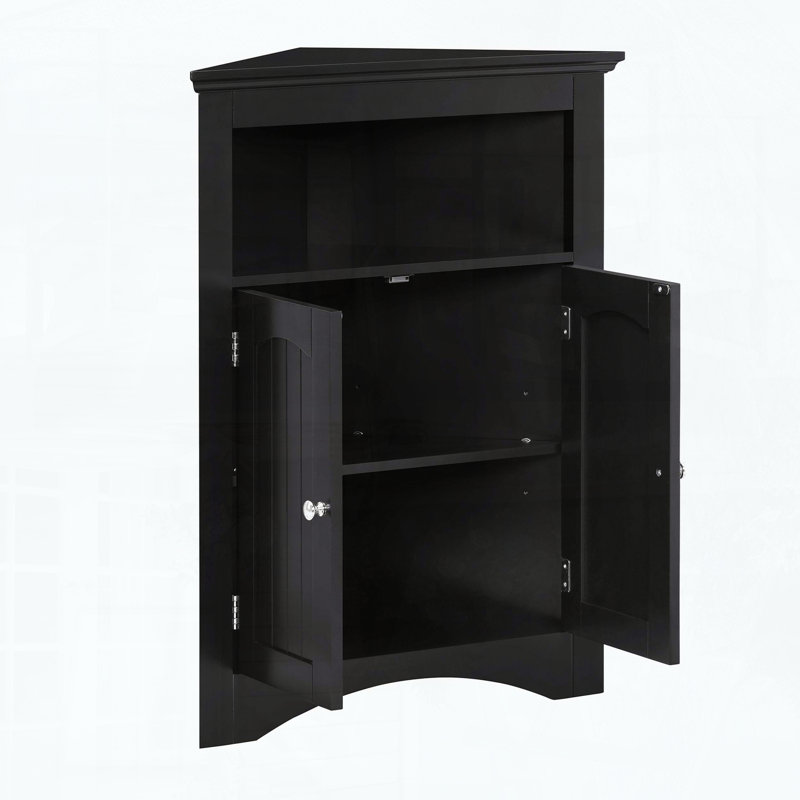 Multifunctional Corner Storage Cabinet with Adjustable Shelves , Black
