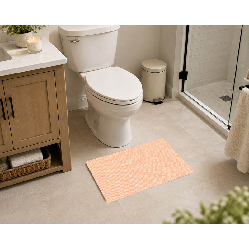 Tapis de toilette rectangulaire absorbant et antidérapant Snow Fence, 34" W x 21" L, Peach, Orange