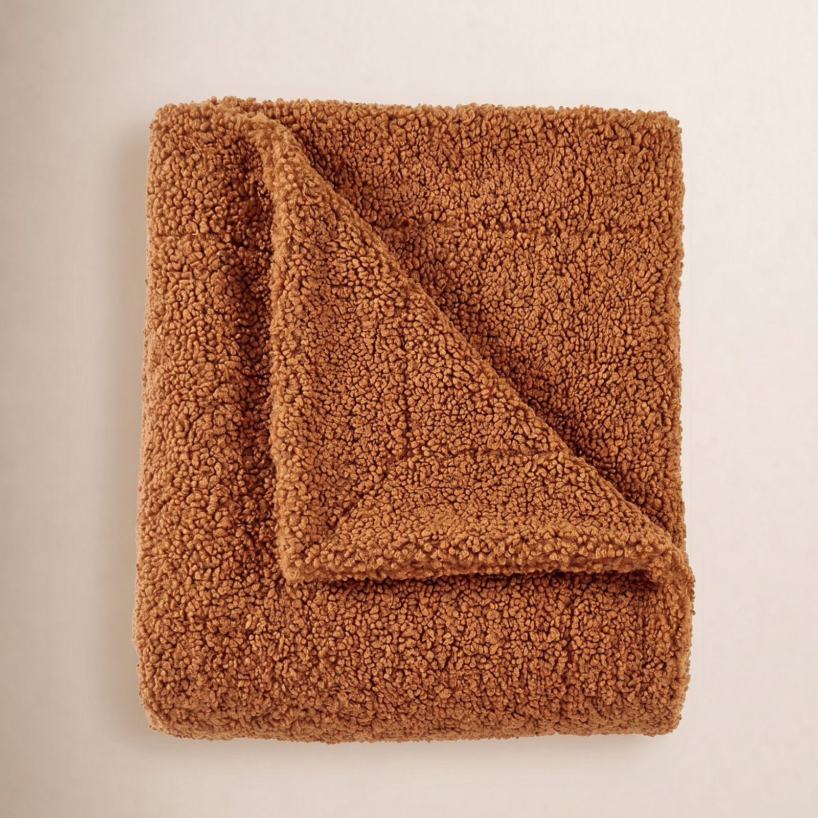 Teddy Boucle Throw Blanket, Caramel, 60" W x 90" L