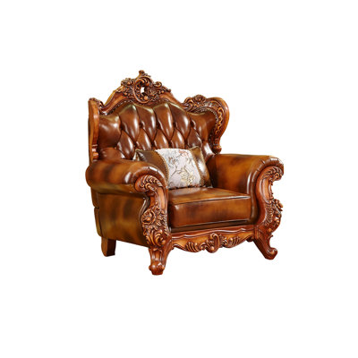 European Luxury Leather Chair Upholstered Armchair