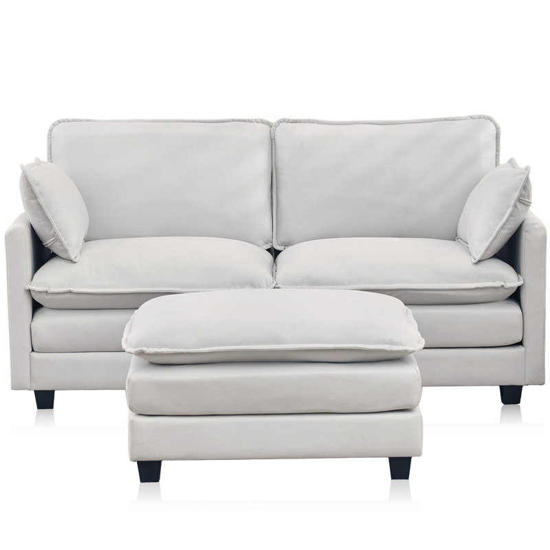 3-Piece Upholstered Sectional, White