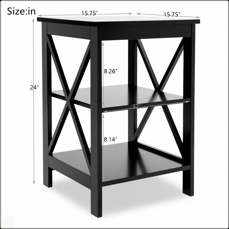 Table d'appoint Oxford élégante et compacte avec plateau écologique peint aux rayons UV et pieds en X pour plus de stabilité et de rangement