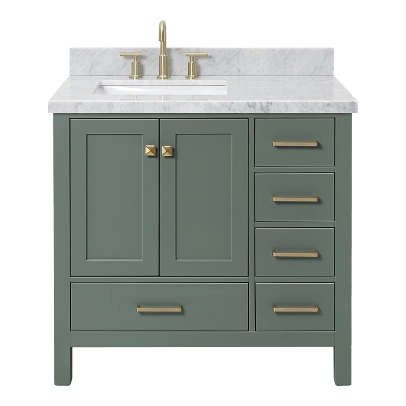 Ensemble de meuble-lavabo simple 37 po Grevera, Vert rétro, Forme rectangulaire