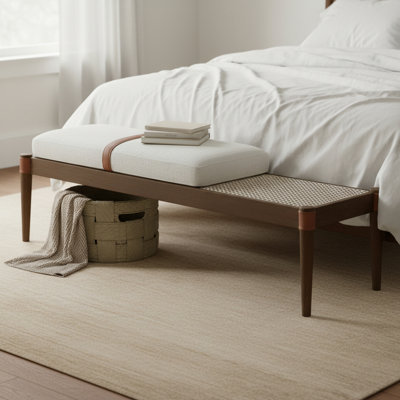 Banc rembourré en tissu texturé Nara