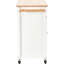 Îlot de cuisine blanc avec surface en bois massif, armoire à 4 portes, 2 tiroirs, support à épices et à serviettes intégré, chariot à roulettes verrouillables - blanc, zone de travail, système à 4 portes-236776494