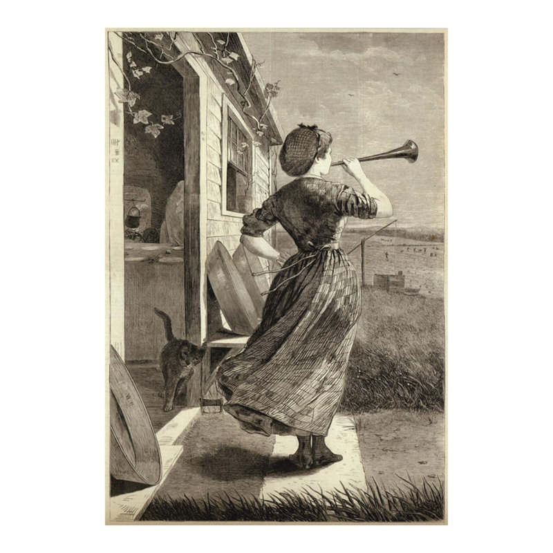 The Dinner Horn par Winslow Homer - Estampe numérique, H 20 po x l 16 po